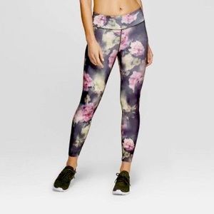 JoyLab — Green and Pink Flower Leggings